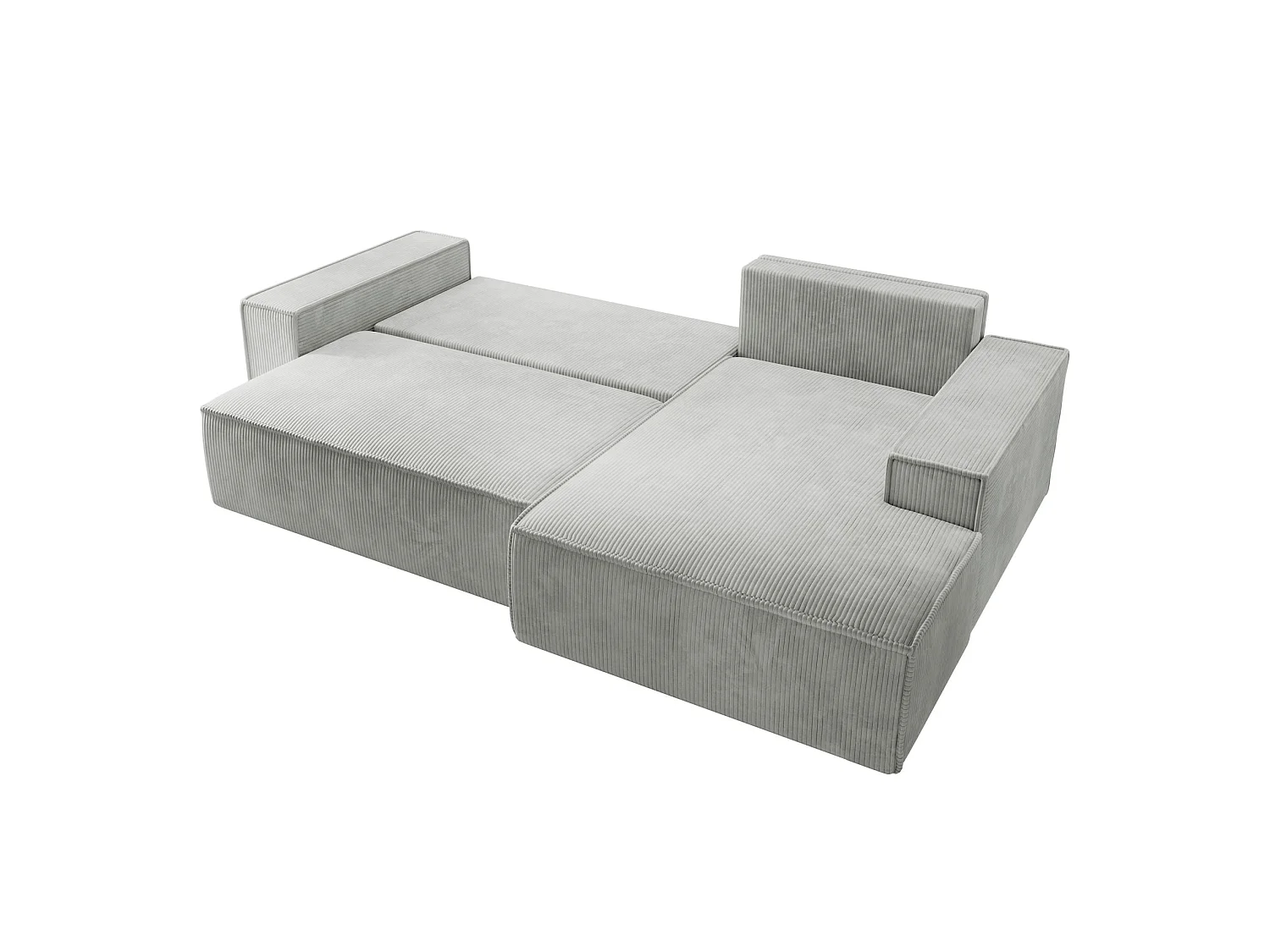 Canapé d’ convertible en velours côtelé avec coffre – gris clair – droit – FARESE NEW