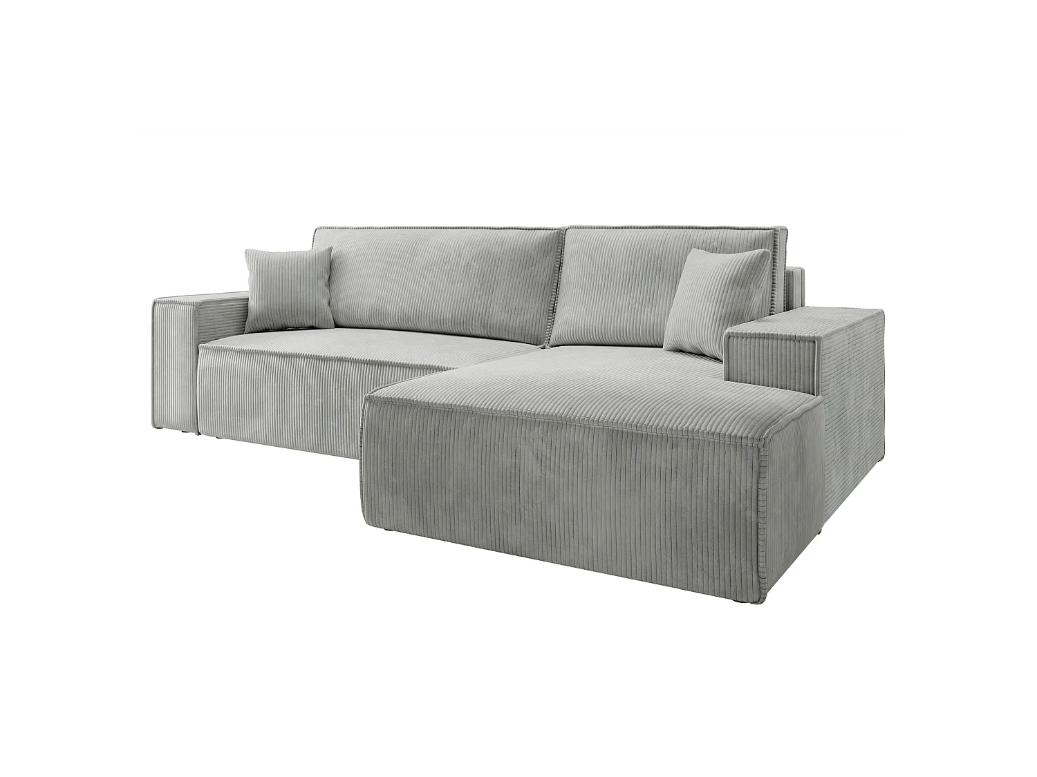 Canapé d’ convertible en velours côtelé avec coffre – gris clair – droit – FARESE NEW