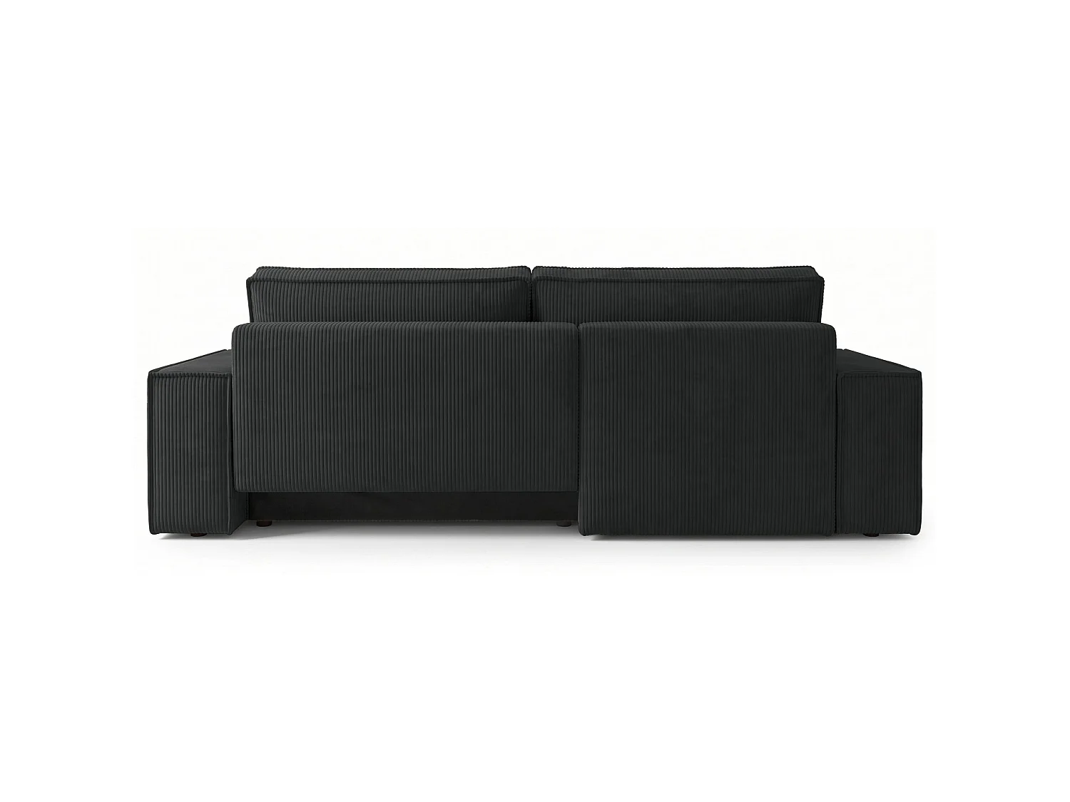 Canapé d'angle convertible 3 places avec coffre en velours noir