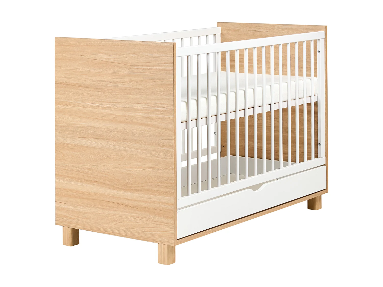 Lit de bébé avec tiroir GUNNAR 60 x 120 cm Blanc