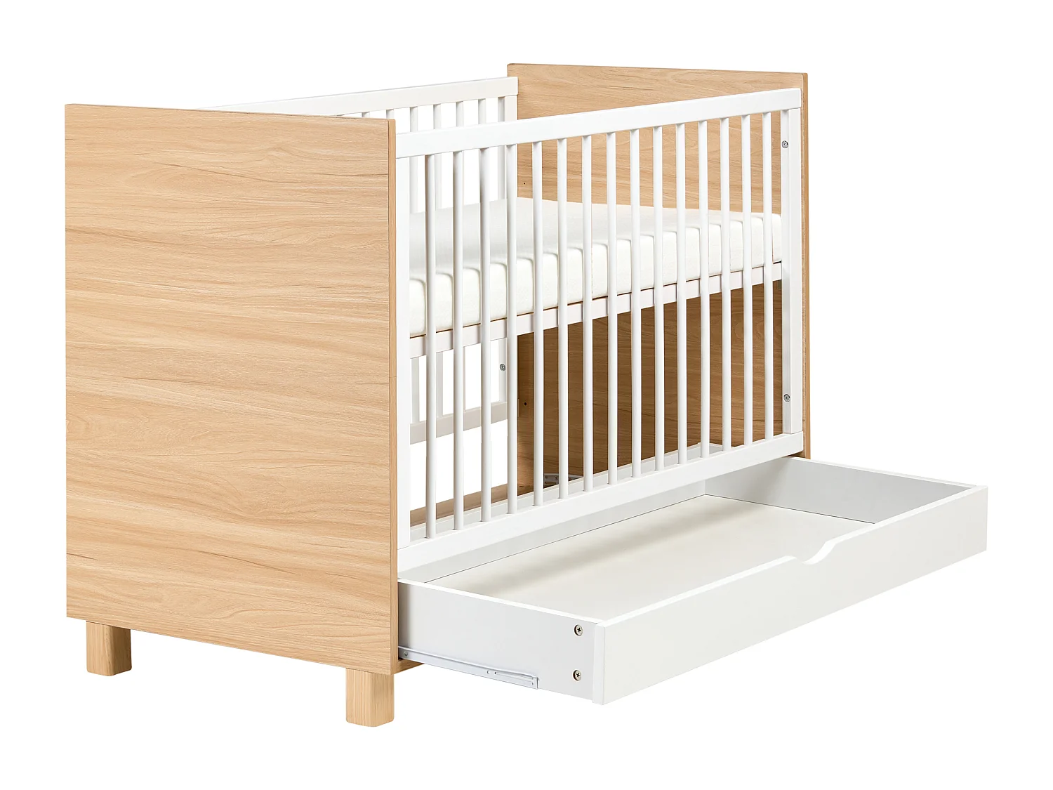 Lit de bébé avec tiroir GUNNAR 60 x 120 cm Blanc