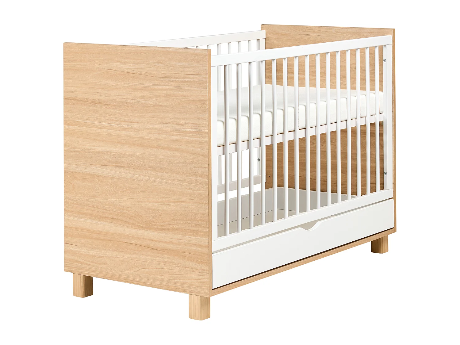Baby Cot Bed with Storage Drawer GUNNAR 60 x 120 cm White