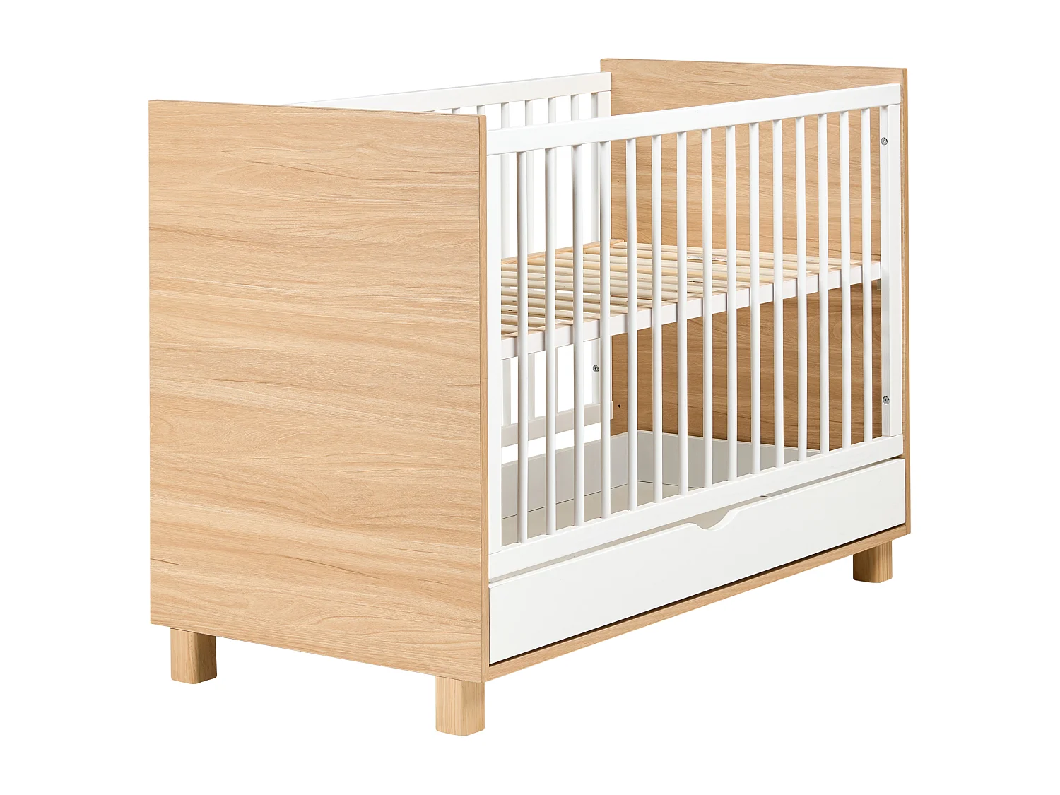 Baby Cot Bed with Storage Drawer GUNNAR 60 x 120 cm White