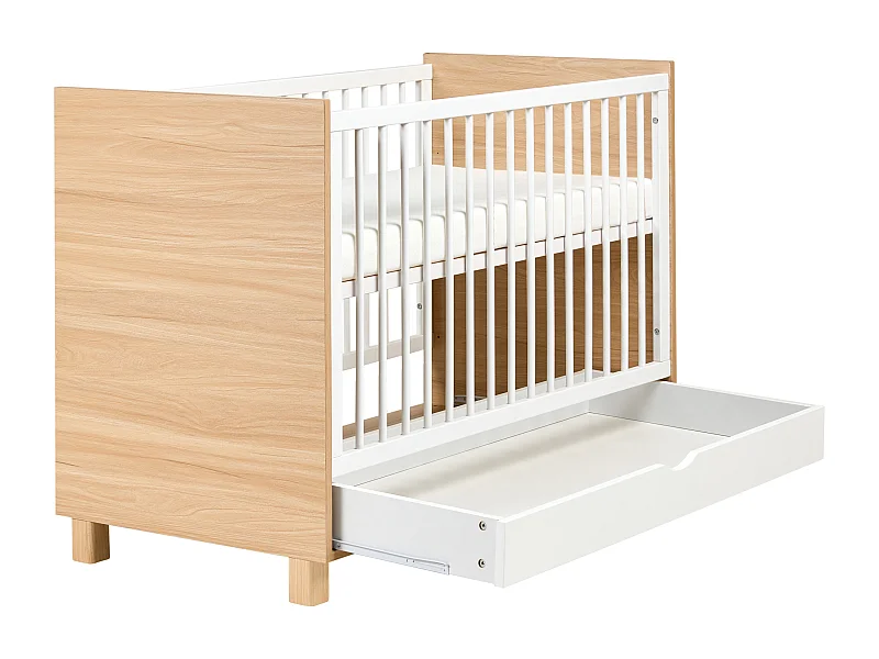 Lit de bébé avec tiroir GUNNAR 60 x 120 cm Blanc