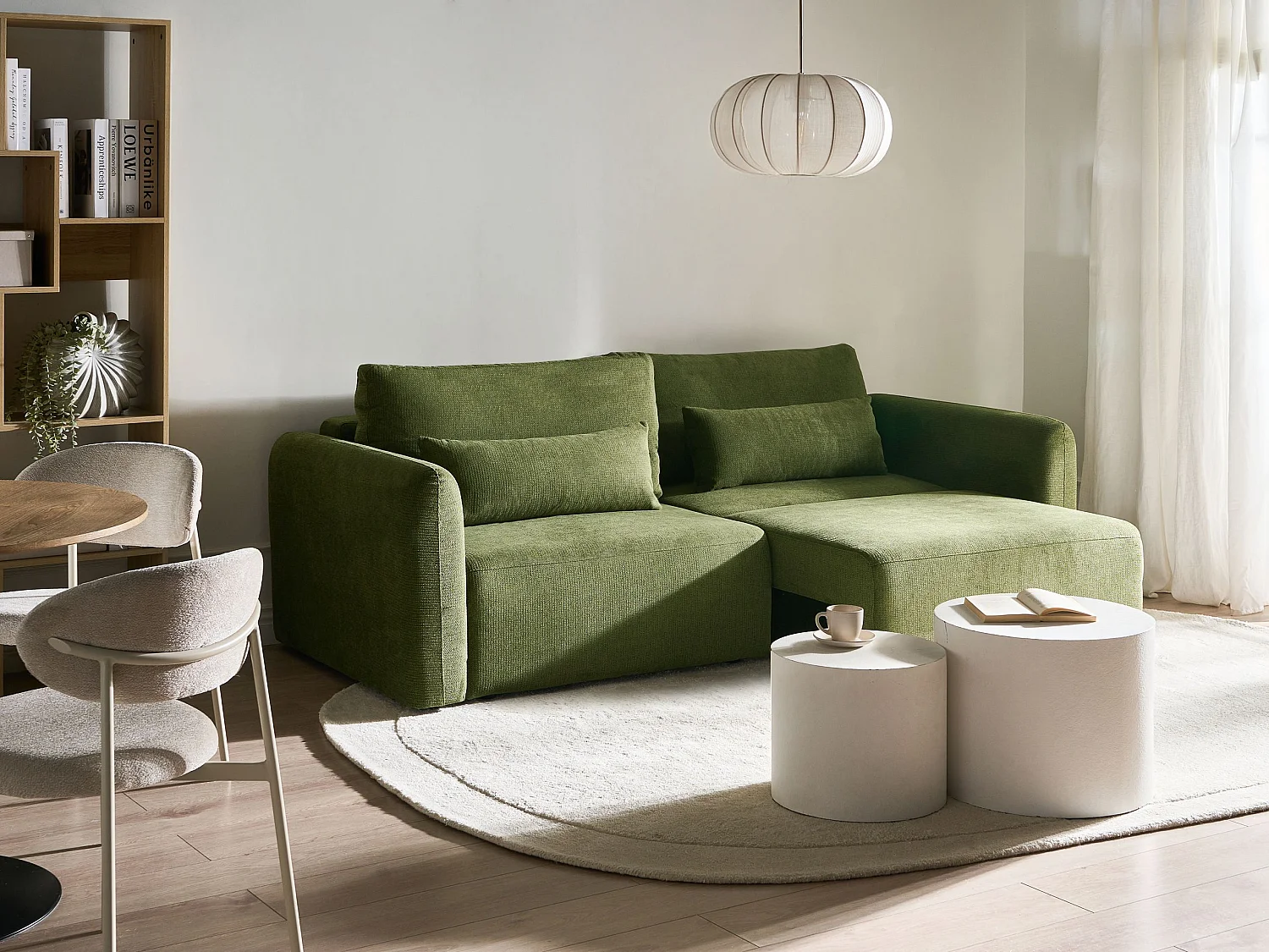 Canapé-lit 3 places VAXHOLM Tissu Vert avec rangement