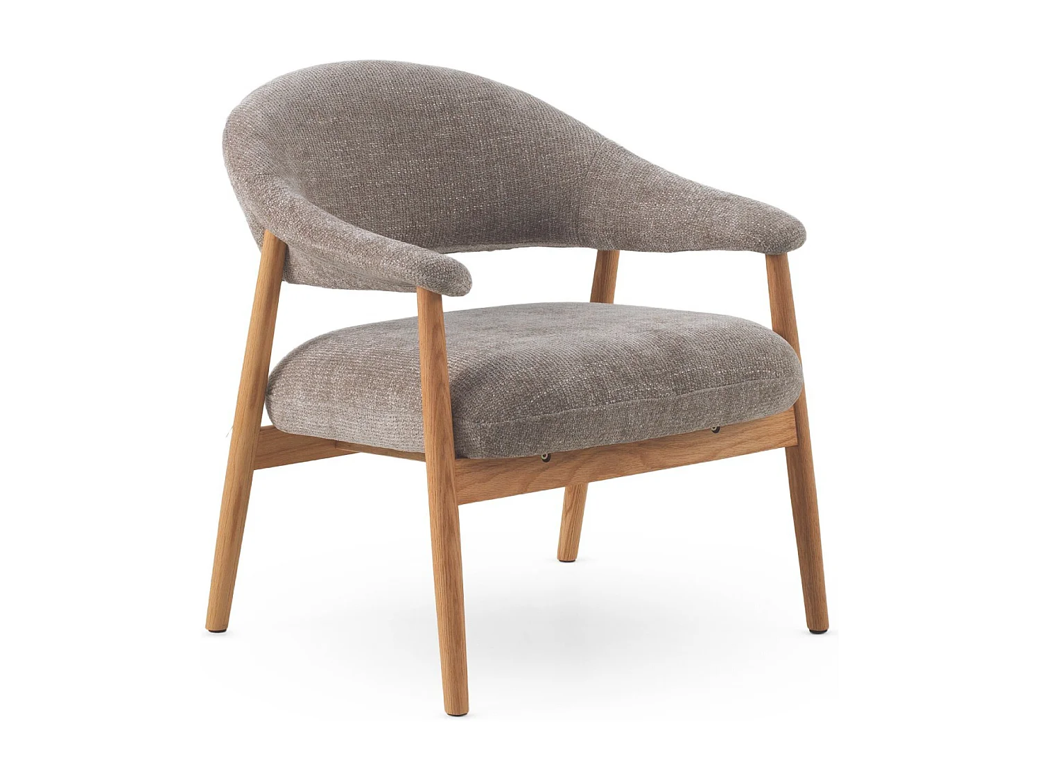 Sillón de madera de roble  tapizado en topo