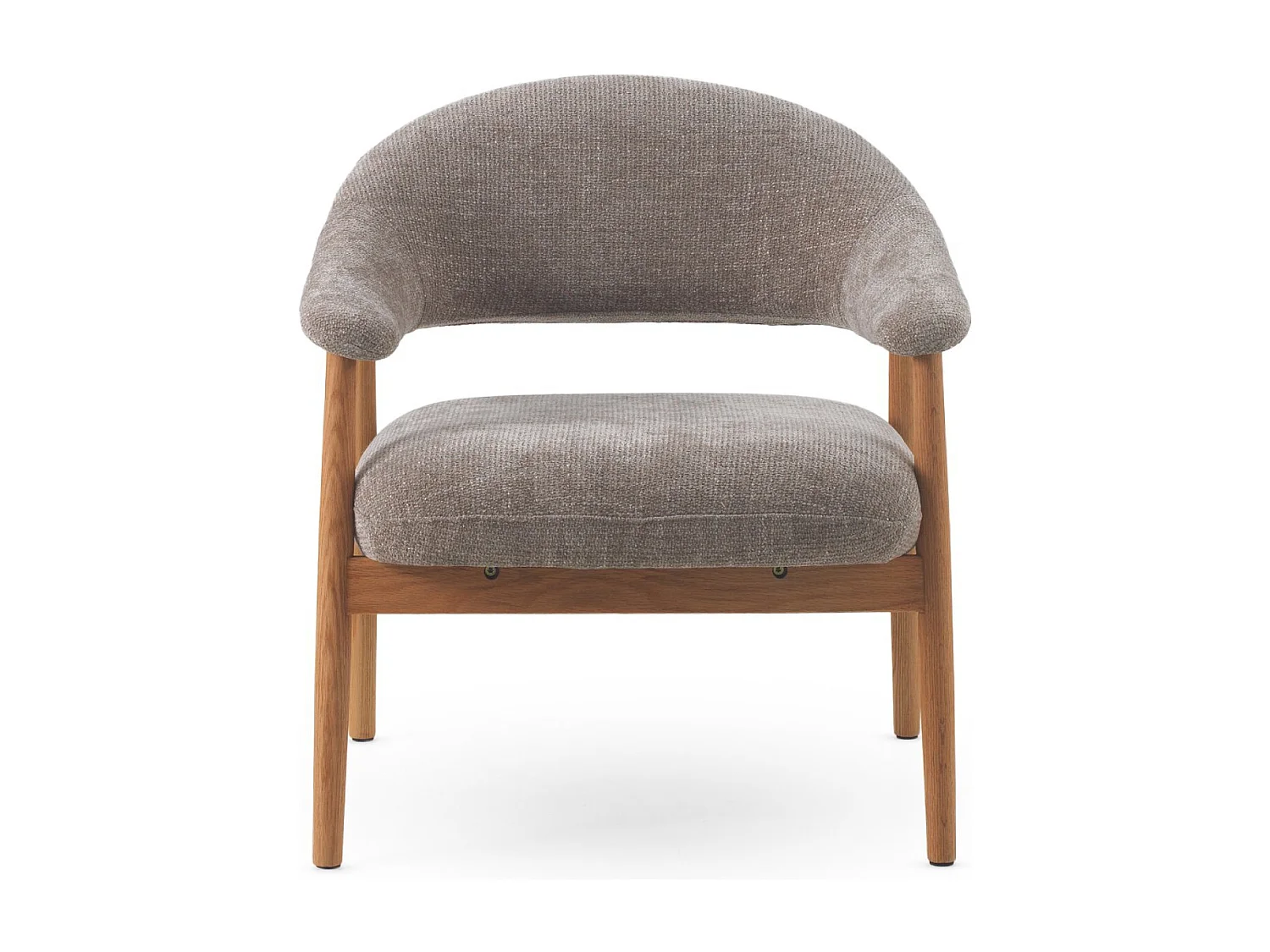 Sillón de madera de roble  tapizado en topo