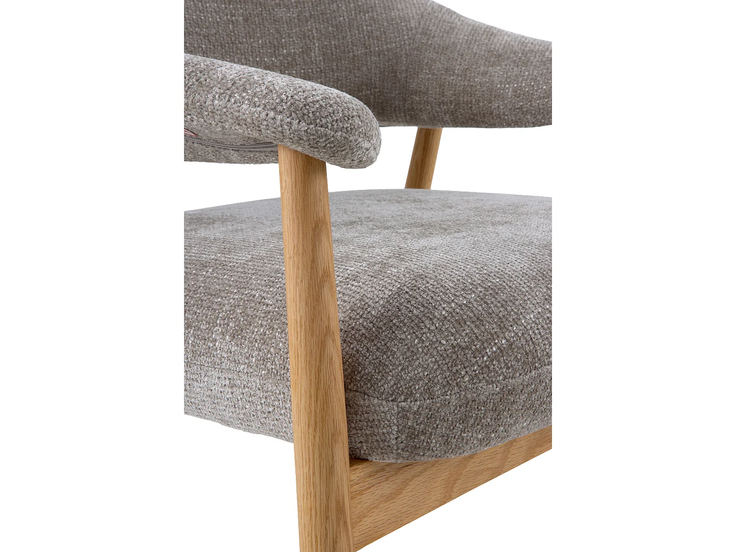 Sillón de madera de roble  tapizado en topo