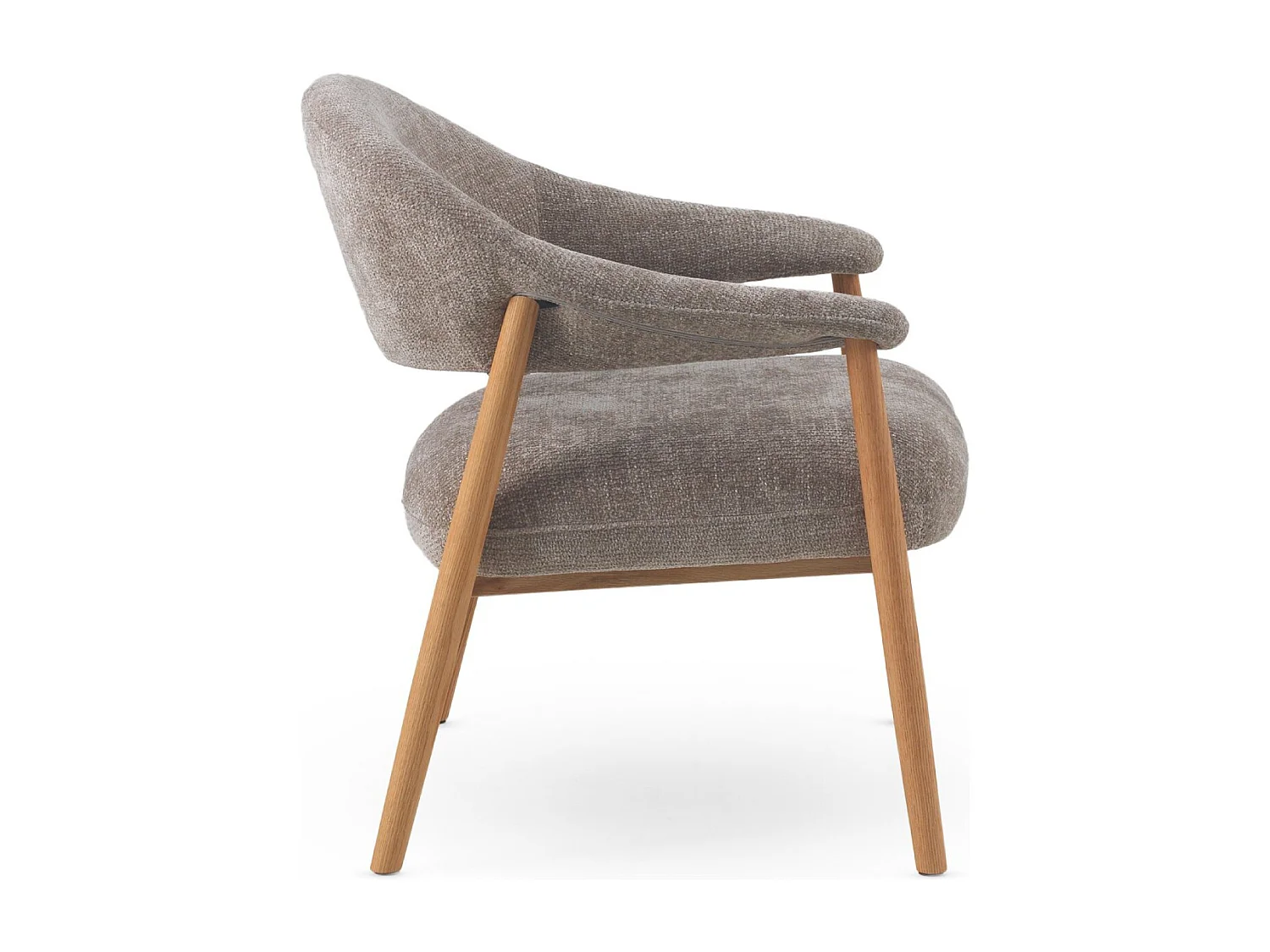 Sillón de madera de roble  tapizado en topo