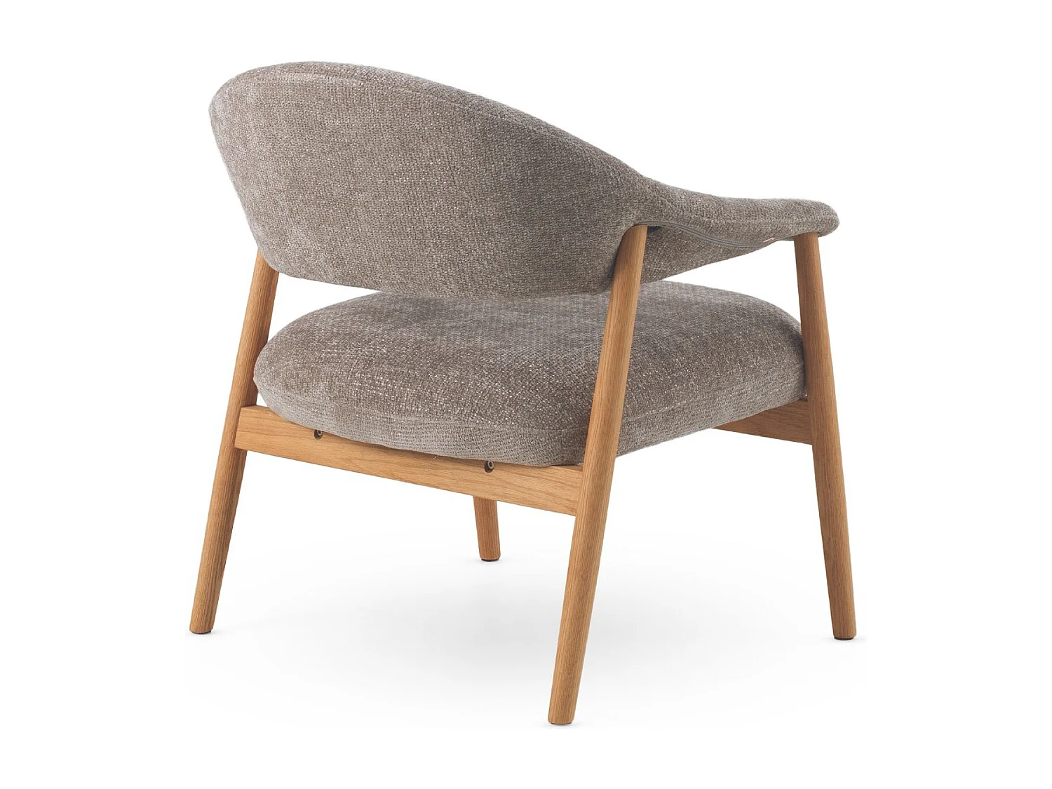 Sillón de madera de roble  tapizado en topo