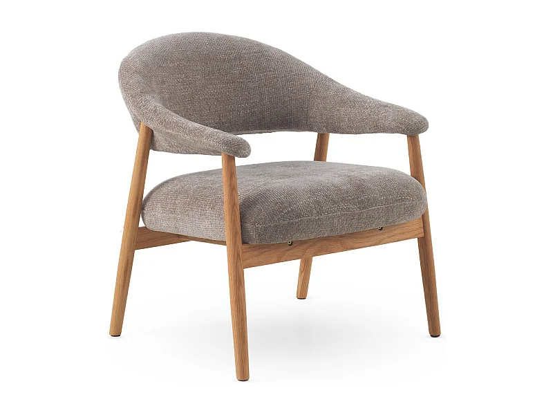 Poltrona in legno di rovere  rivestita in grigio topo