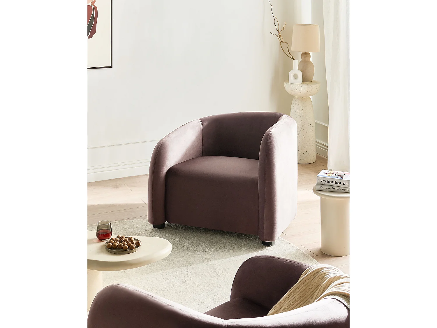 Fauteuil VELTADA Velours Marron foncé