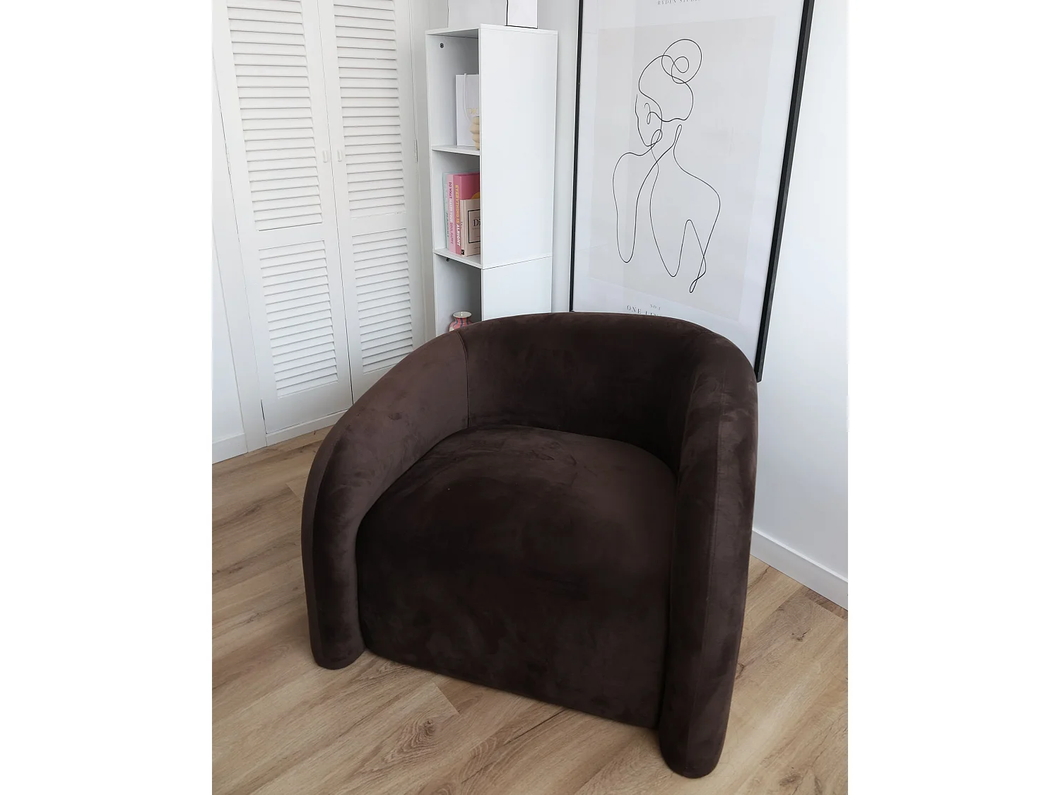 Fauteuil VELTADA Velours Marron foncé