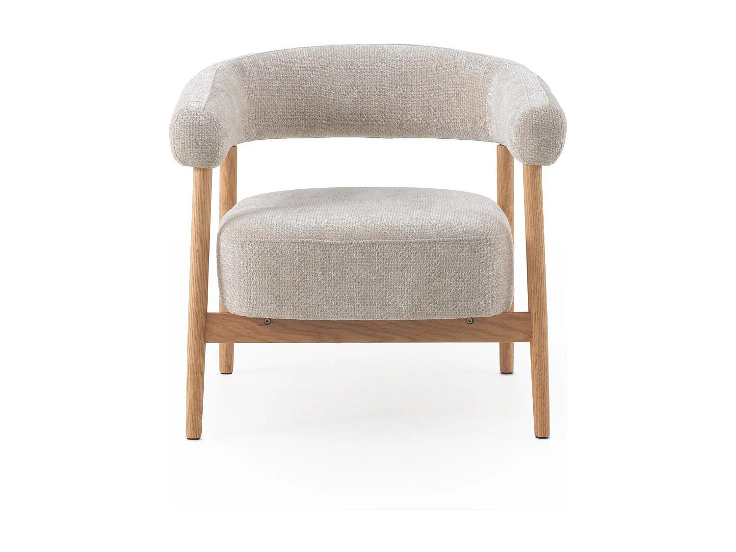 Sillón de madera de roble  tapizado en blanco