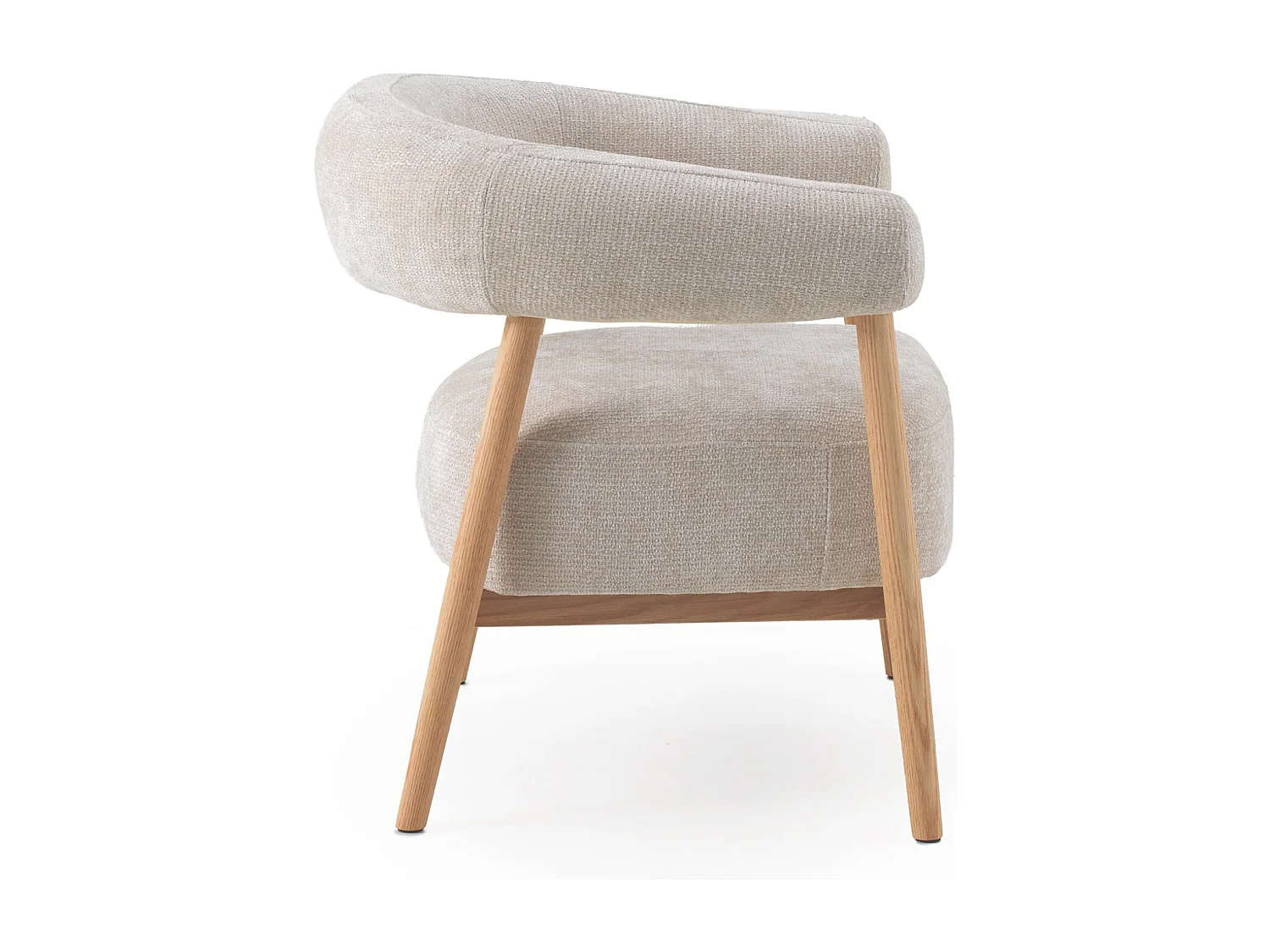 Sillón de madera de roble  tapizado en blanco