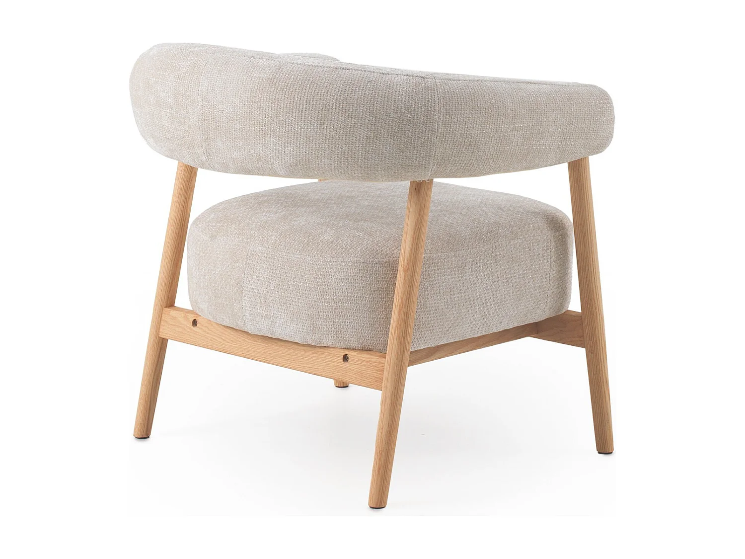 Sillón de madera de roble  tapizado en blanco