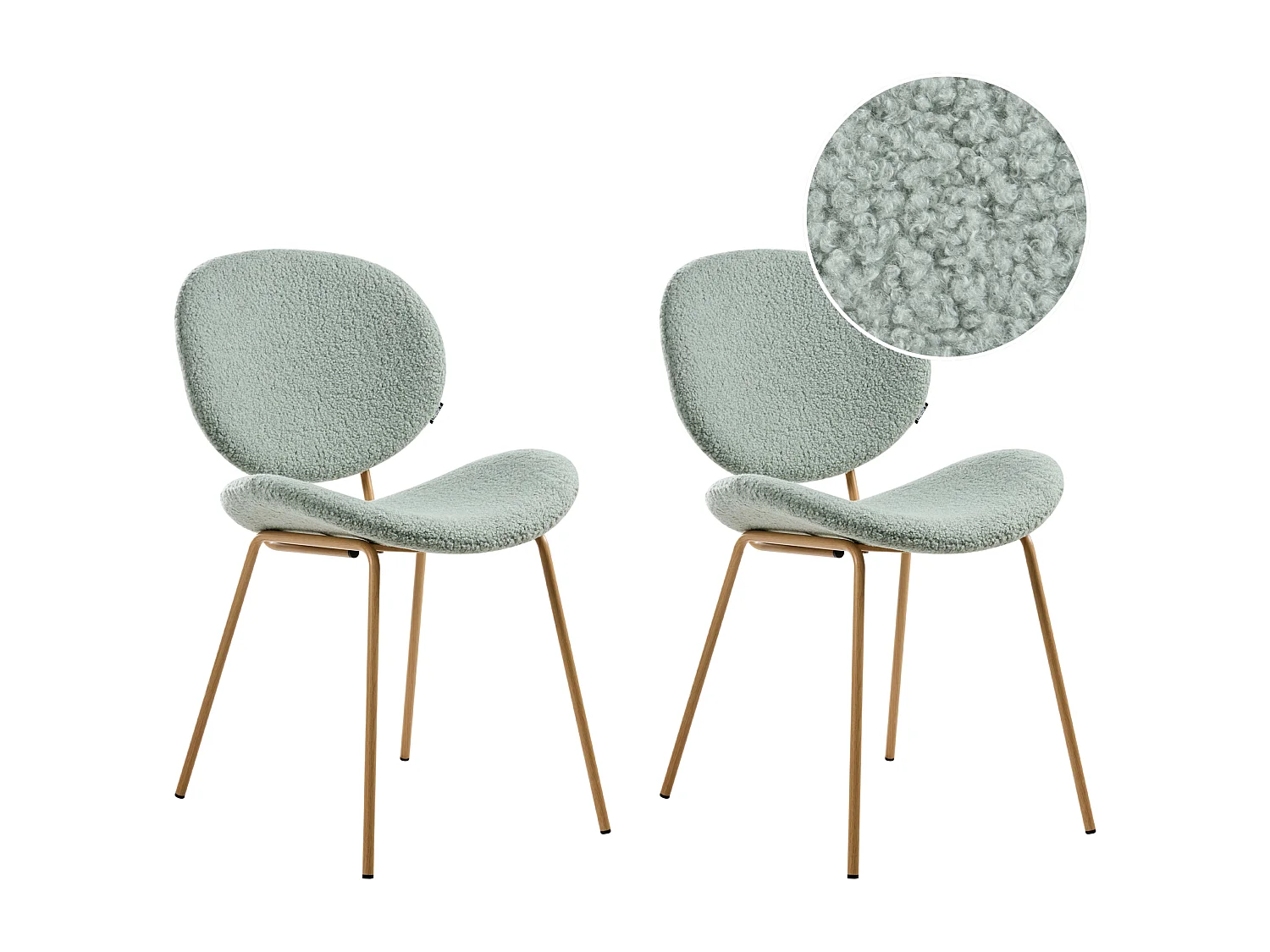 Lot de 2 chaises de salle à manger LUANA Bouclé Vert clair