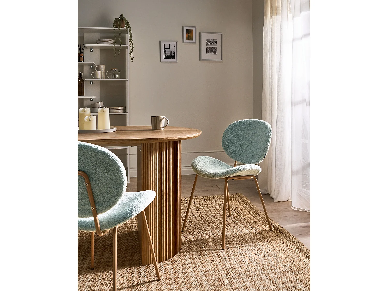 Lot de 2 chaises de salle à manger LUANA Bouclé Vert clair