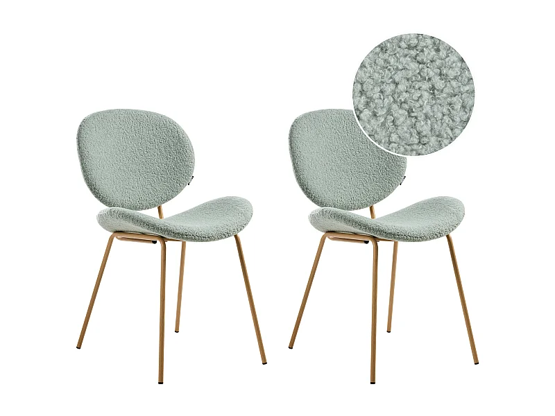 Lot de 2 chaises de salle à manger LUANA Bouclé Vert clair