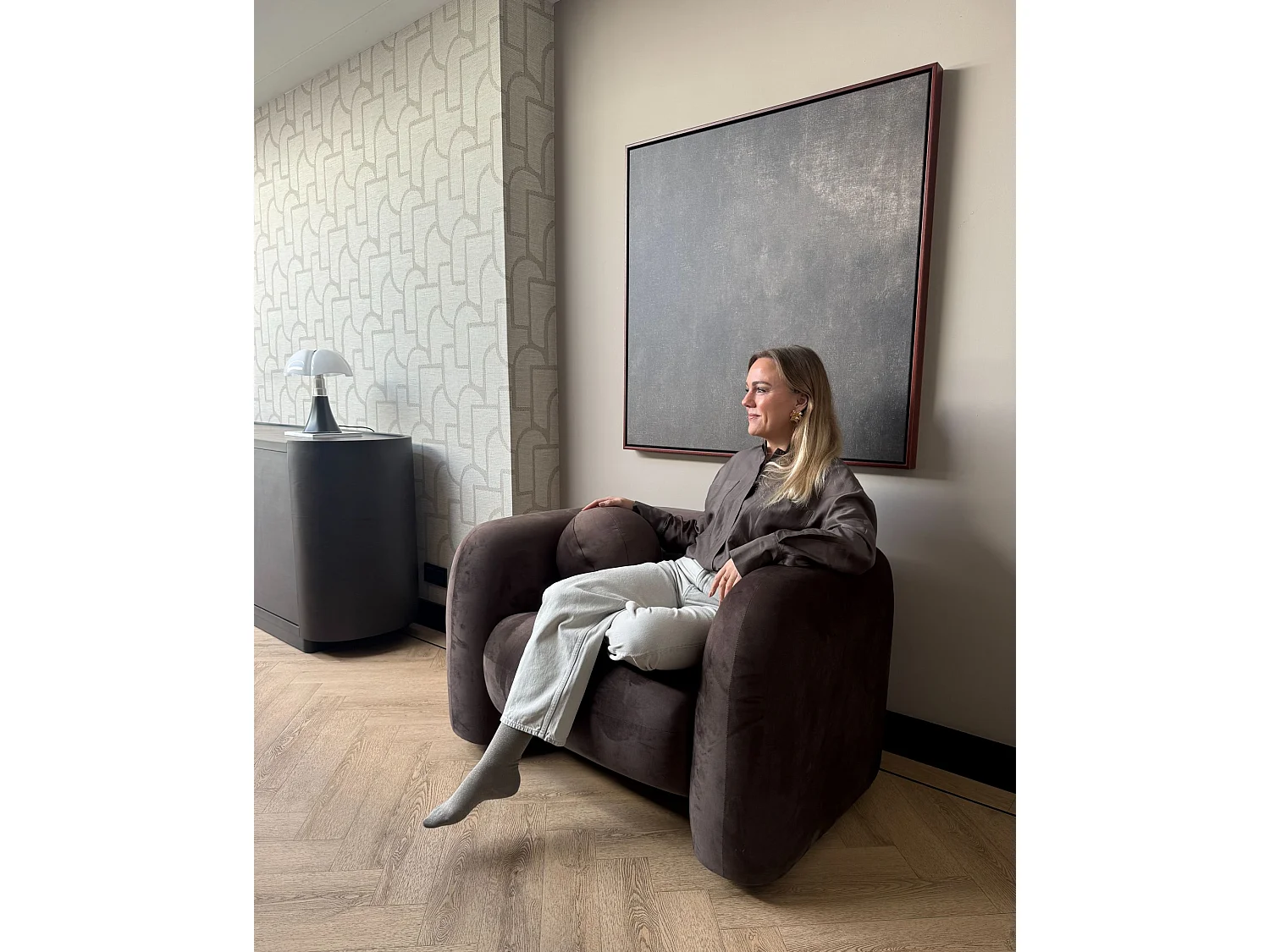 Fauteuil LEIREN Velours Marron foncé