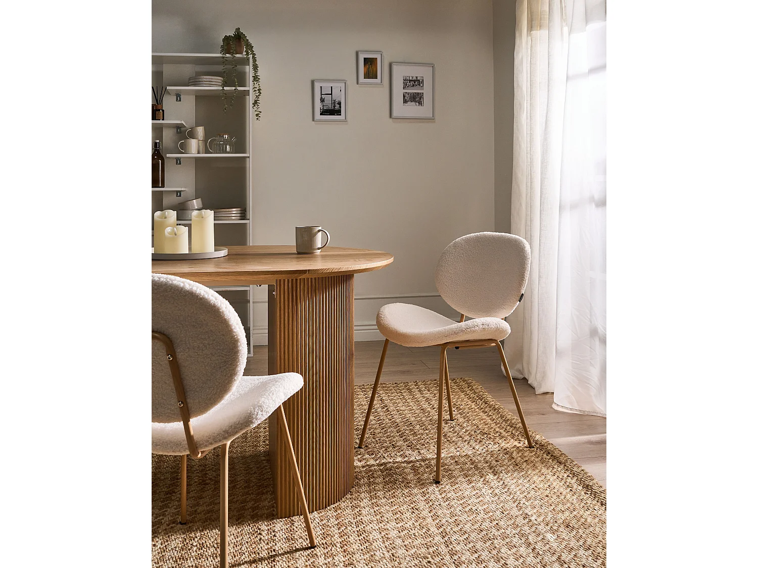 Lot de 2 chaises de salle à manger LUANA Bouclé Blanc