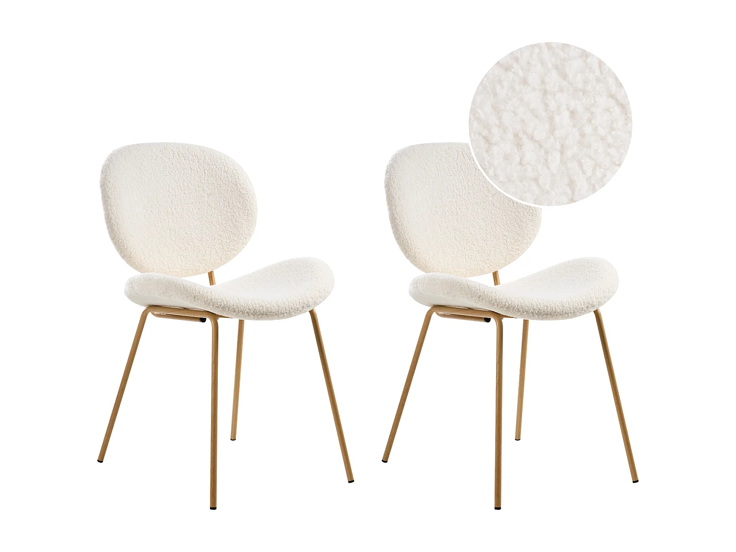 Lot de 2 chaises de salle à manger LUANA Bouclé Blanc