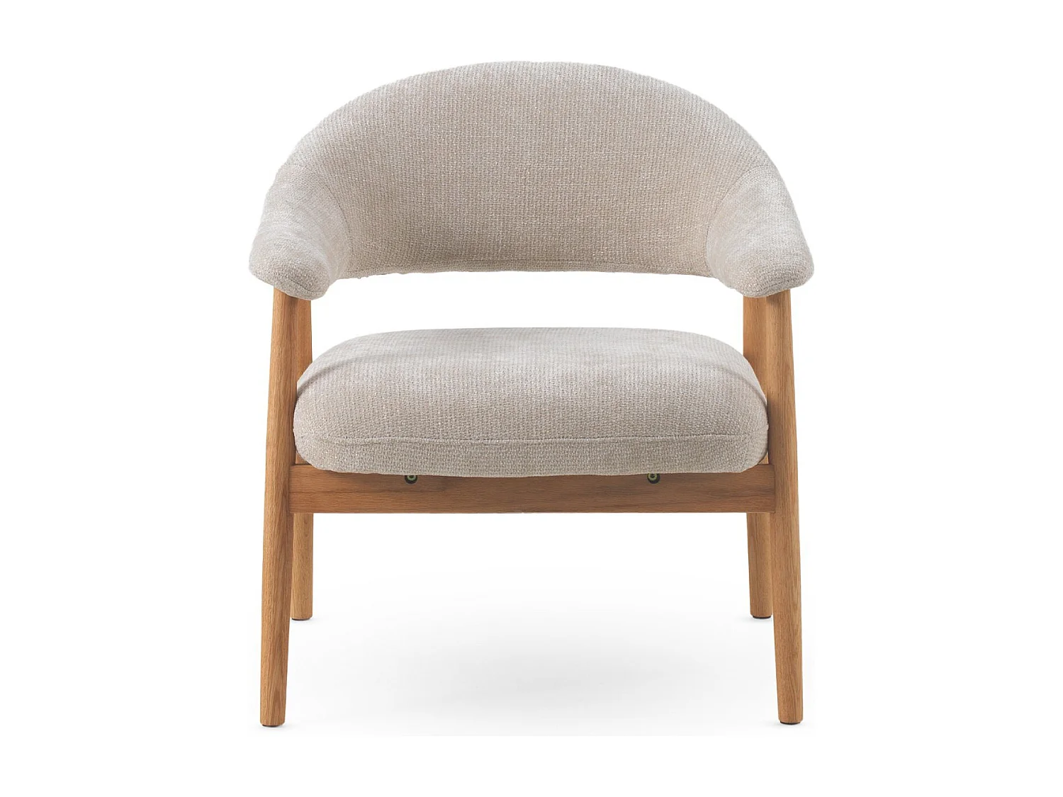 Sillón de madera de roble  tapizado en blanco