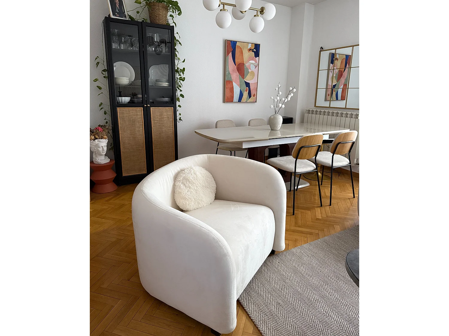 Armchair VELTADA Velvet Off-White