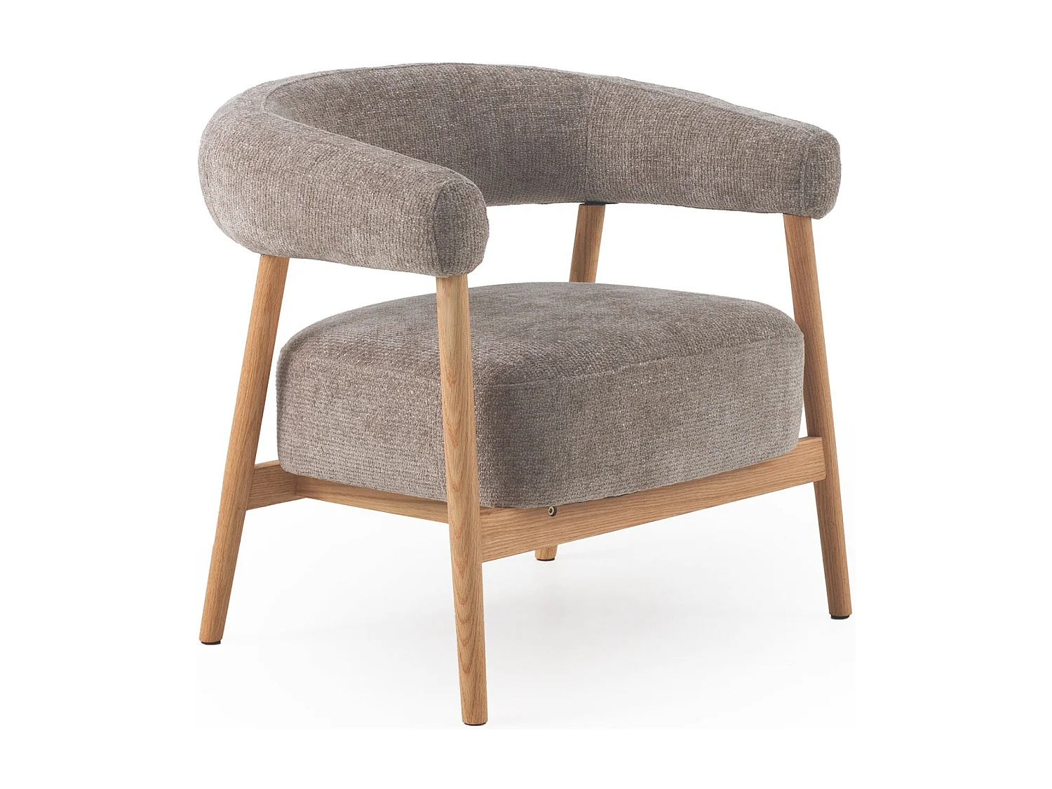 Sillón de madera de roble  tapizado en topo