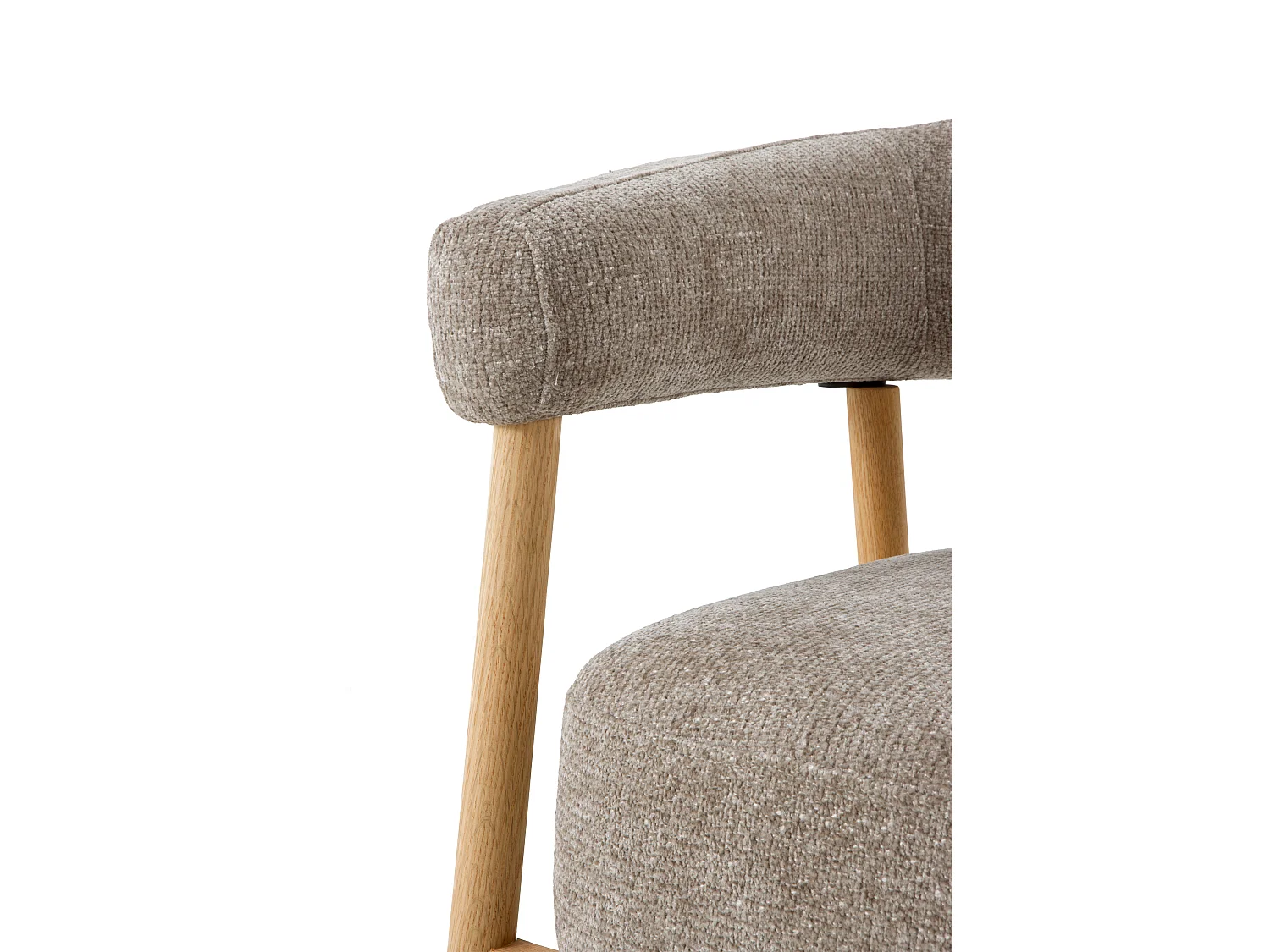 Sillón de madera de roble  tapizado en topo