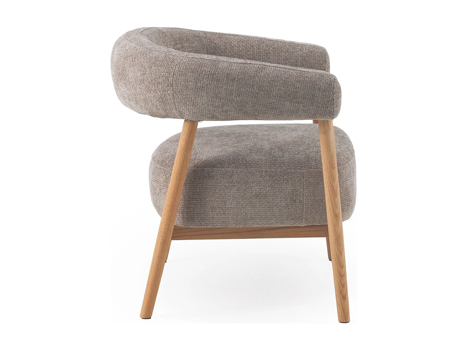 Sillón de madera de roble  tapizado en topo