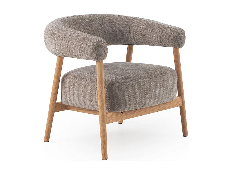 Poltrona in legno di rovere  rivestita in grigio topo