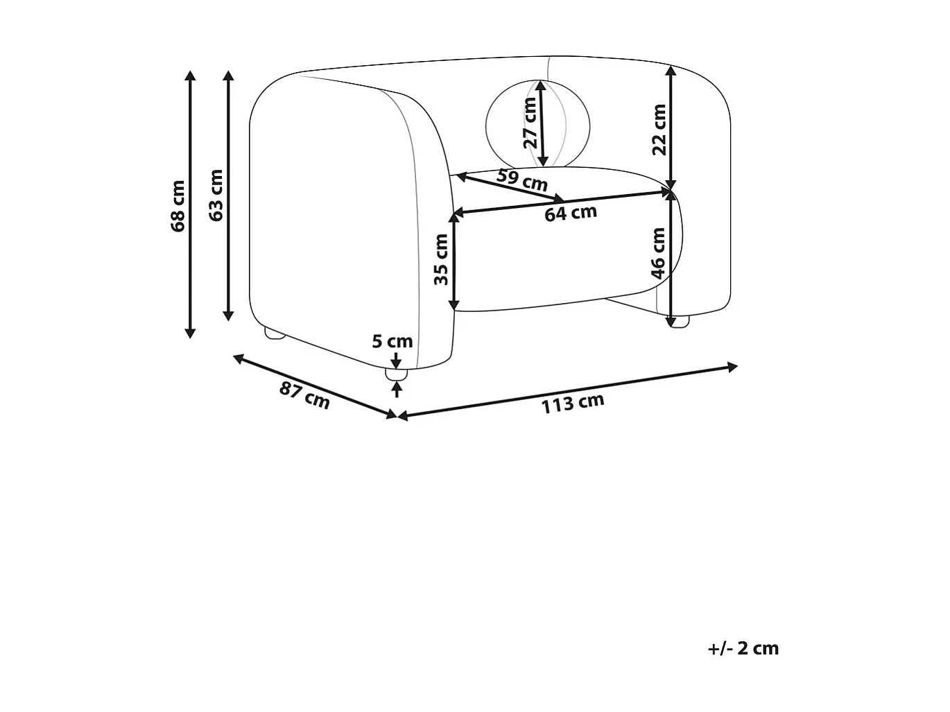 Fauteuil en tissu noir LEIREN