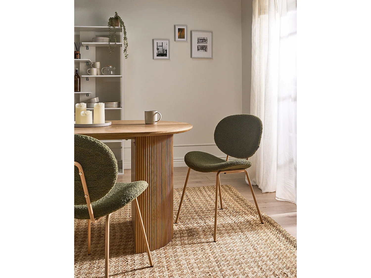 Lot de 2 chaises de salle à manger LUANA Bouclé Vert foncé