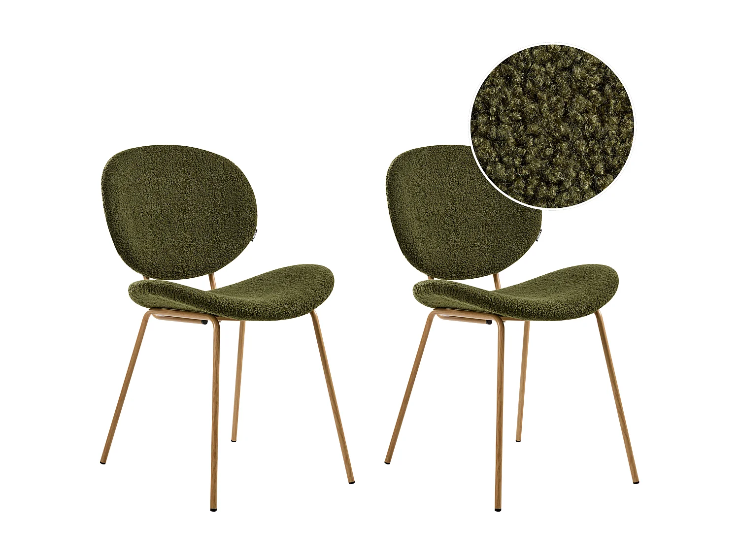 Lot de 2 chaises de salle à manger LUANA Bouclé Vert foncé