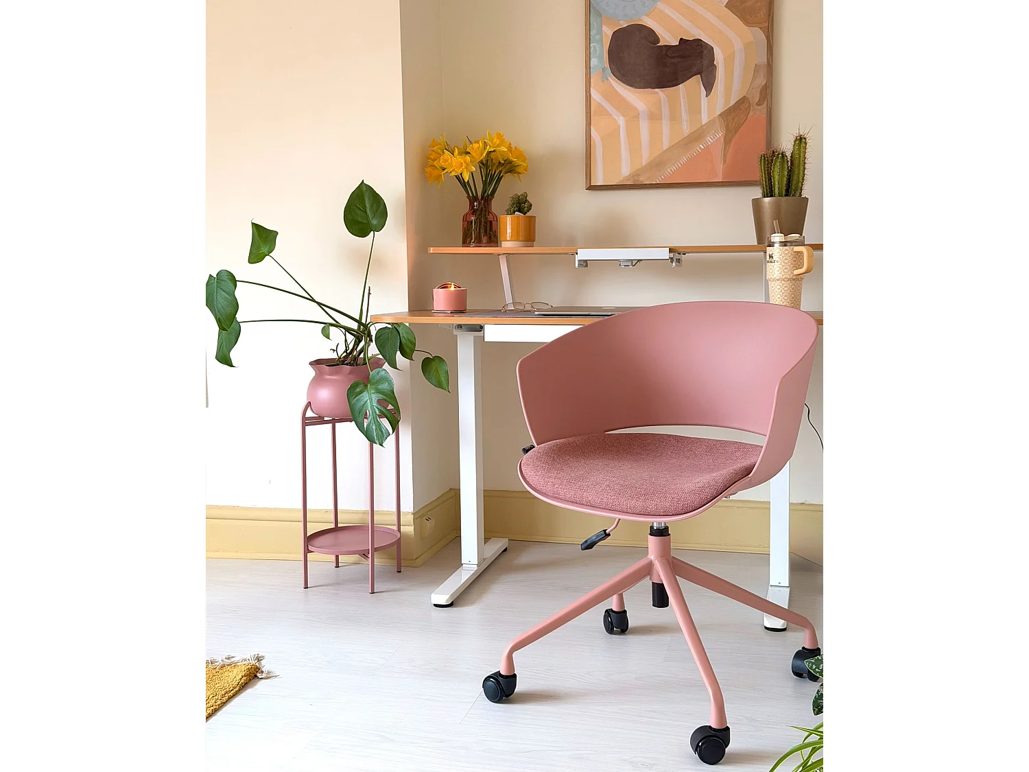 Chaise de bureau GLEEFUL Tissu Rose