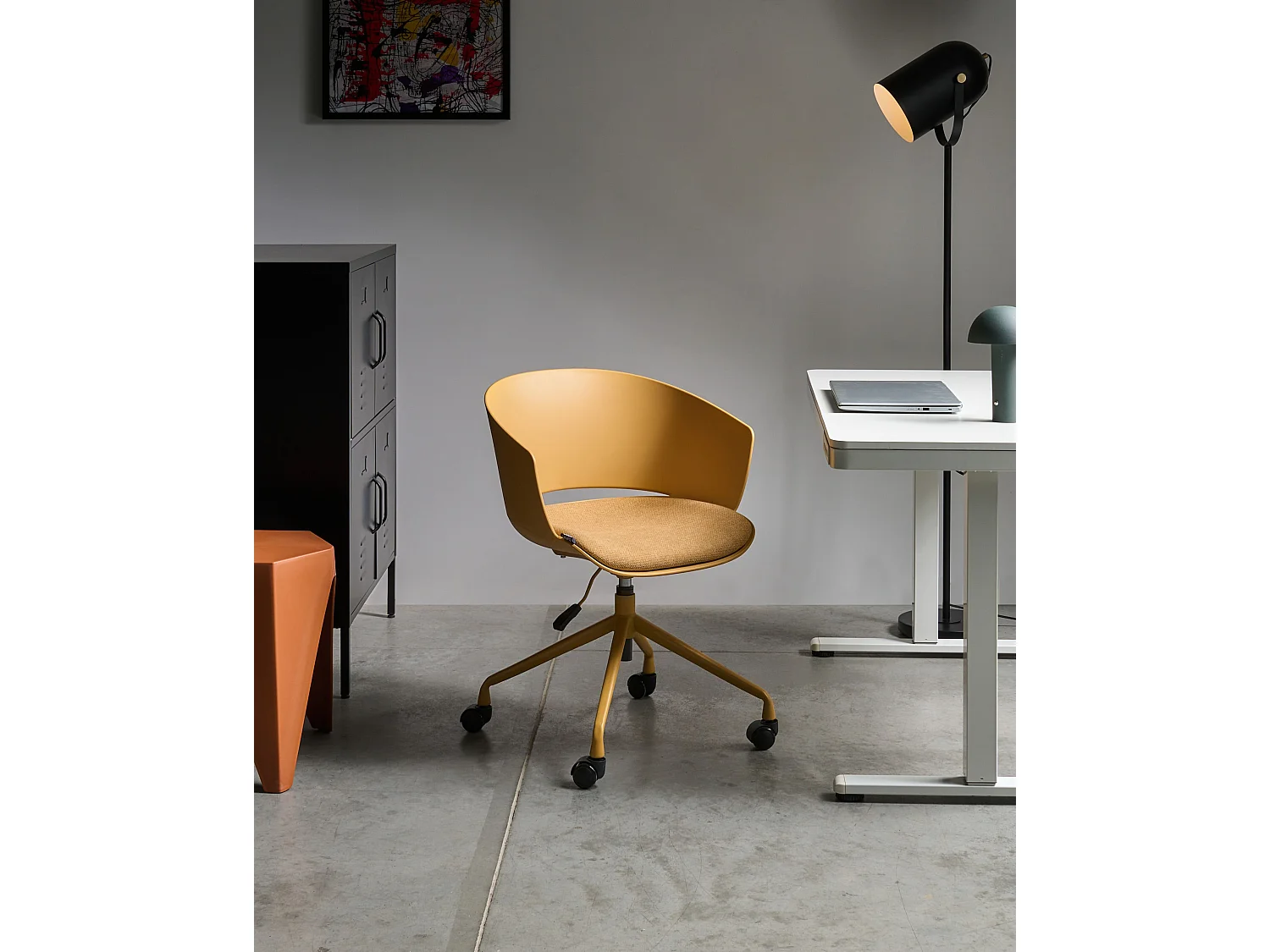 Chaise de bureau GLEEFUL Tissu Jaune