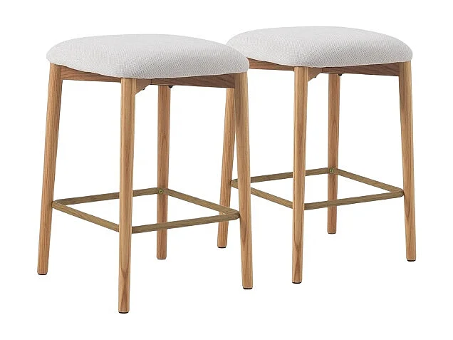 Pack 2 sgabelli in legno di rovere  rivestiti in bianco