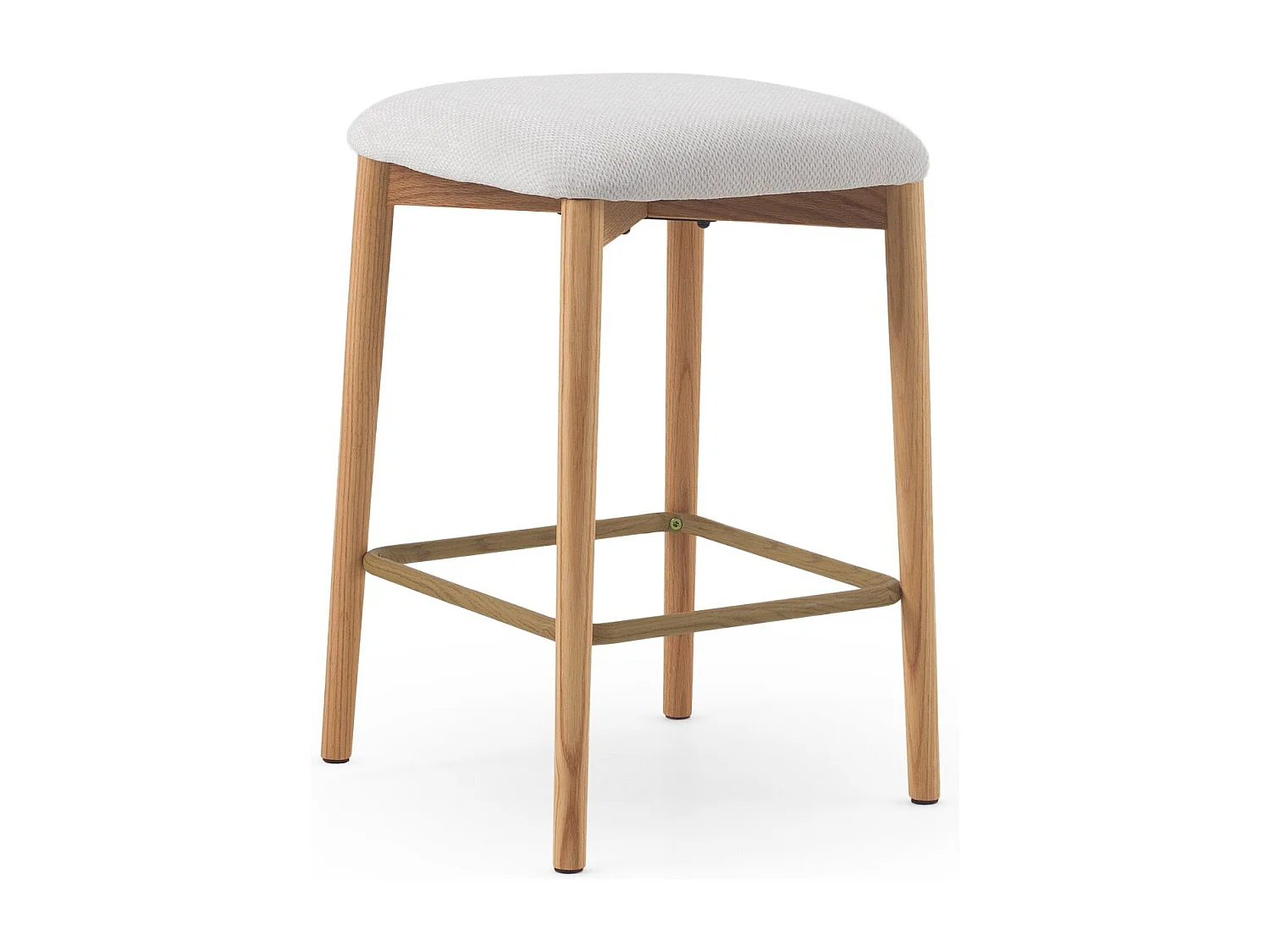 Pacote de 2 banquetas de madeira de carvalho natural estofadas