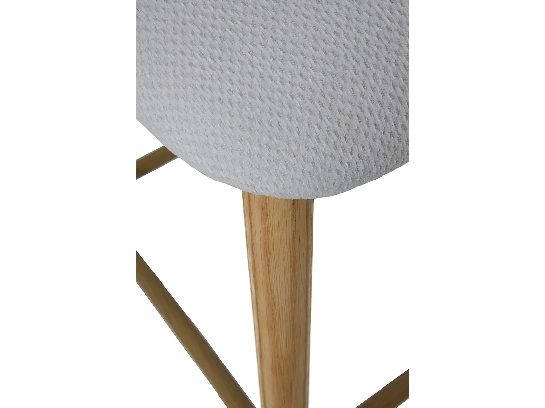 Set van 2 eikenhouten krukken bekleed met witte stof