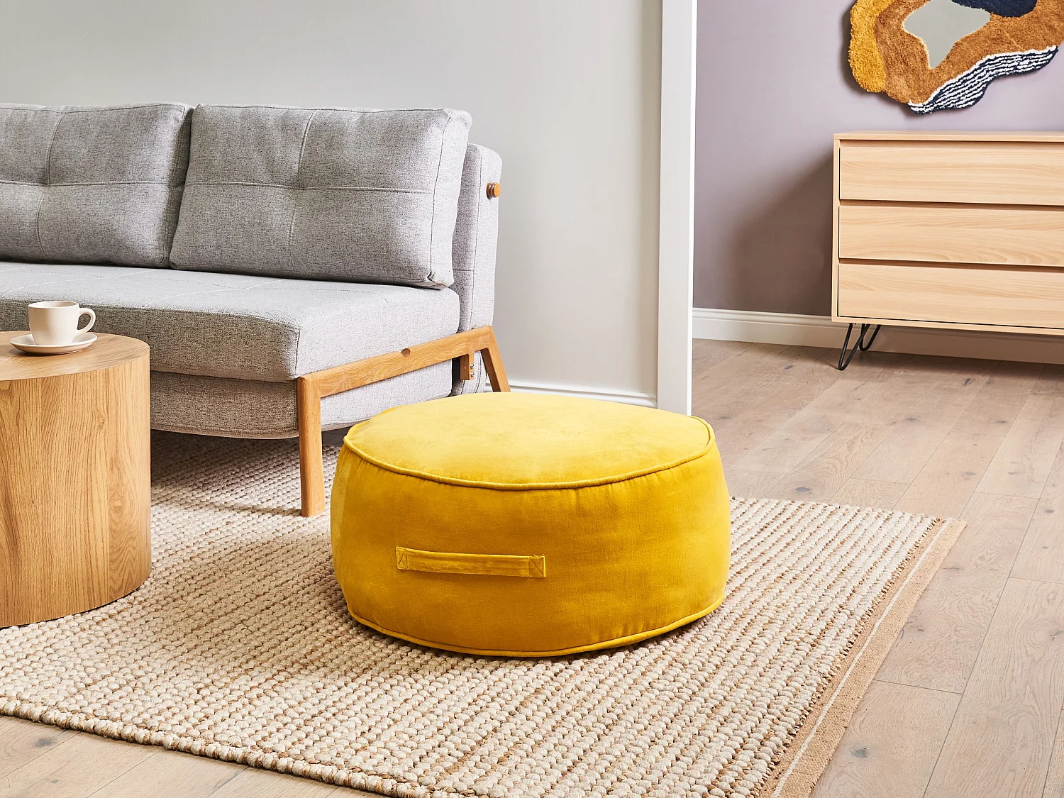 Pouf YULLE Velours Jaune
