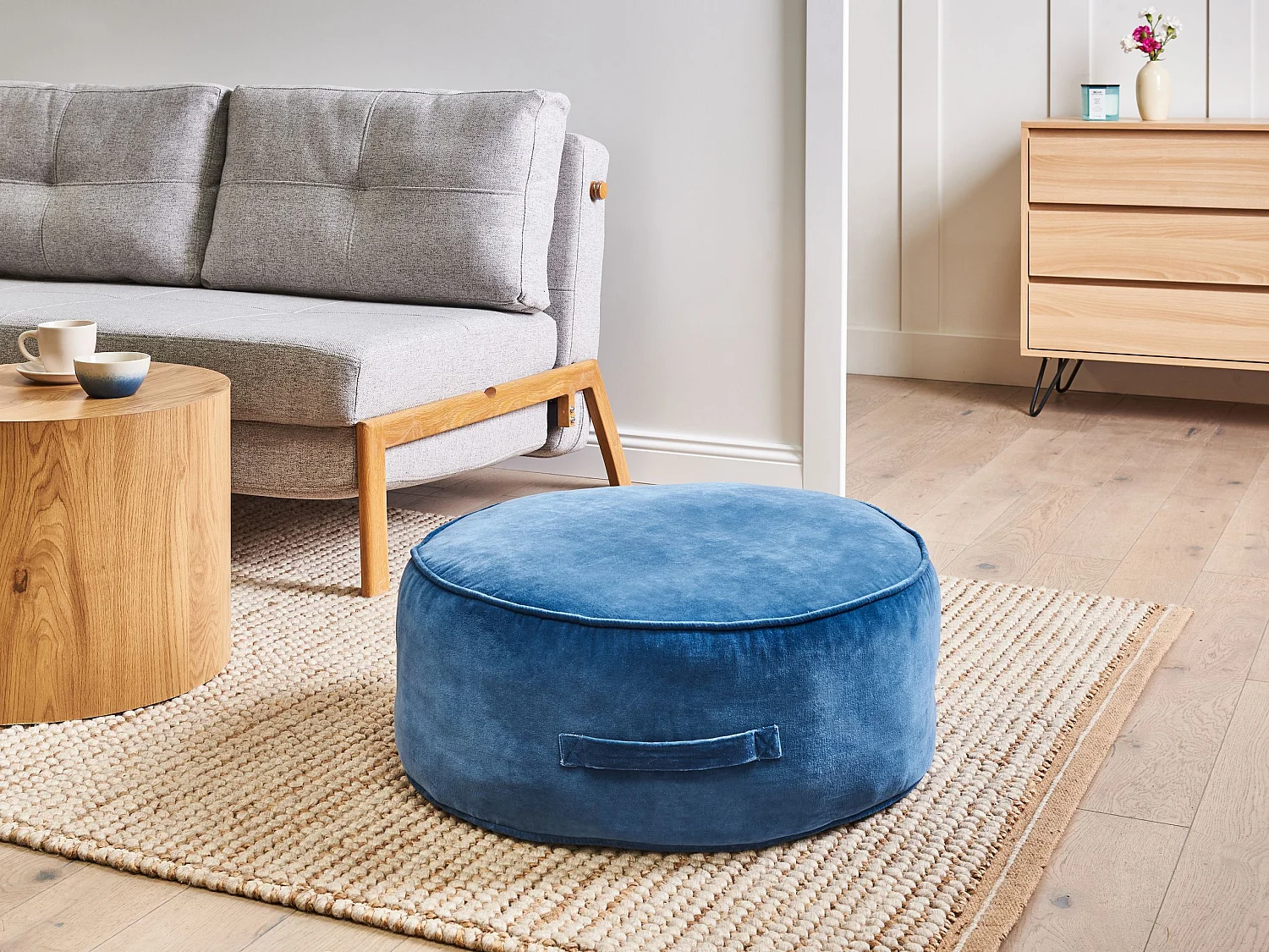 Pouf YULLE Velours Bleu