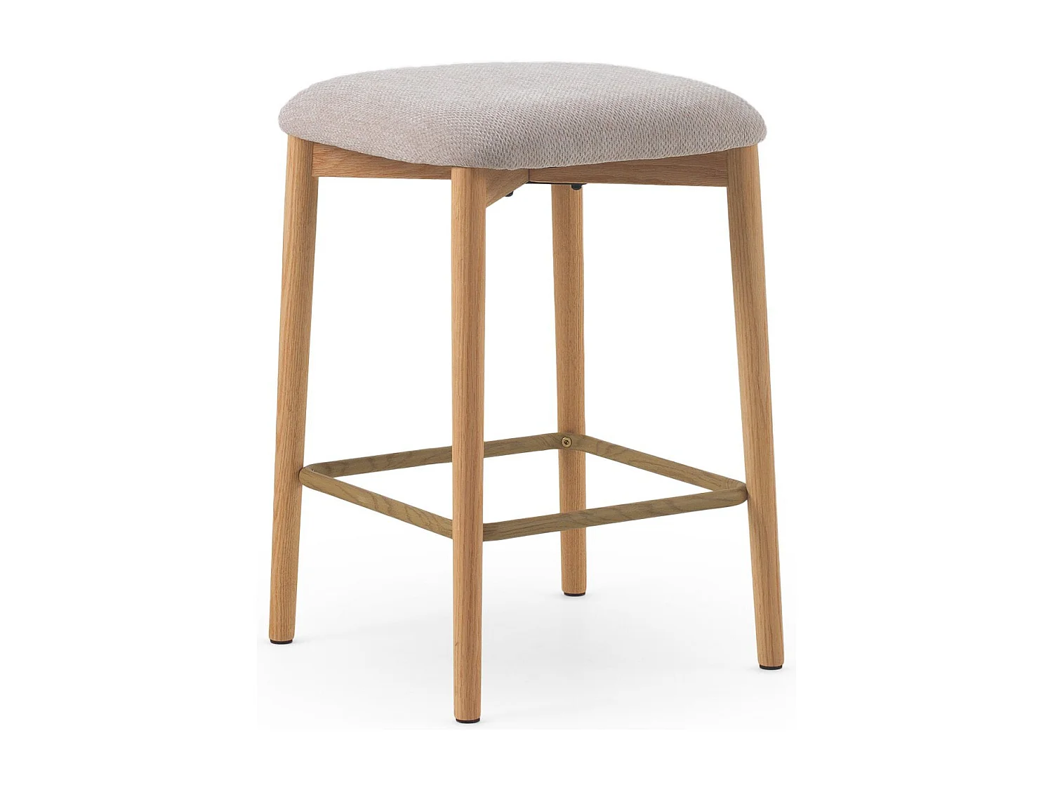 Pack 2 taburetes de madera de roble  tapizado en beige