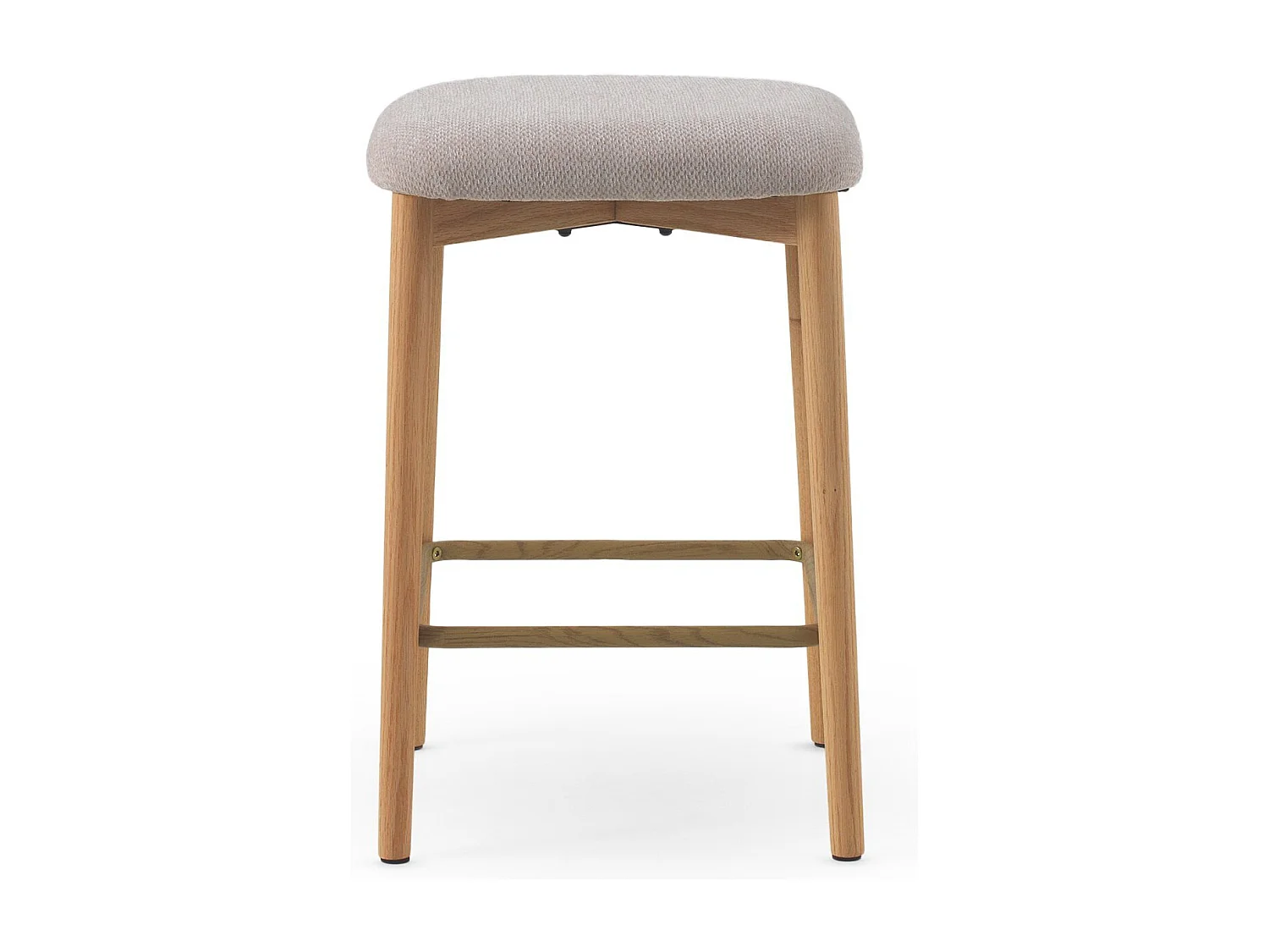 Pack 2 taburetes de madera de roble  tapizado en beige