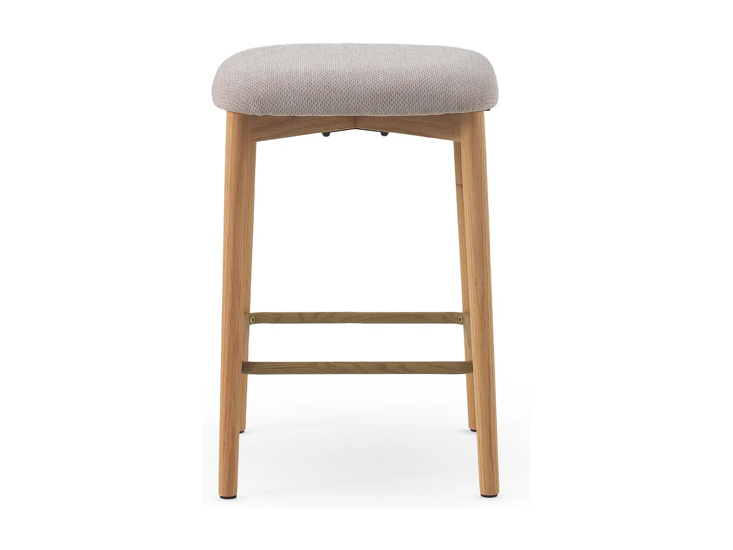 Set van 2 eikenhouten krukken  met beige bekleding