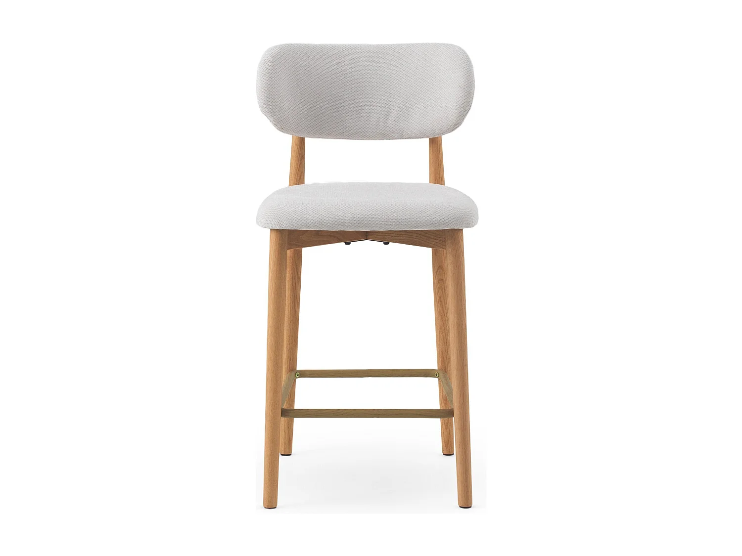 Pack 2 taburetes con respaldo de madera de roble tapizado en blanco