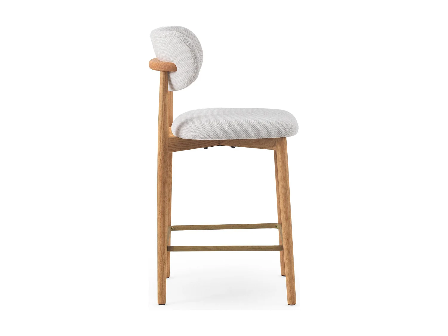 Pack 2 taburetes con respaldo de madera de roble tapizado en blanco