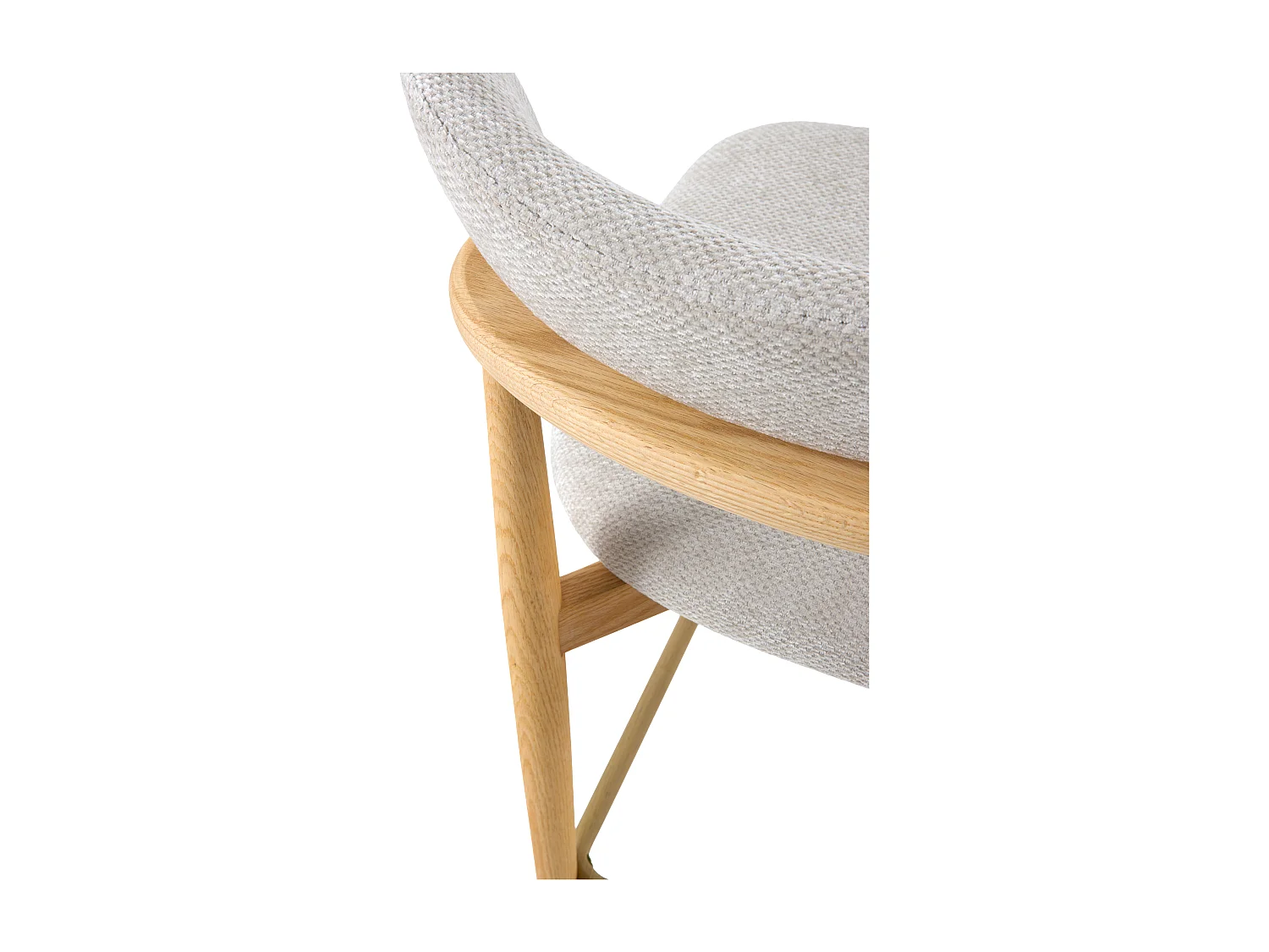 Pack 2 taburetes con respaldo de madera de roble tapizado en blanco