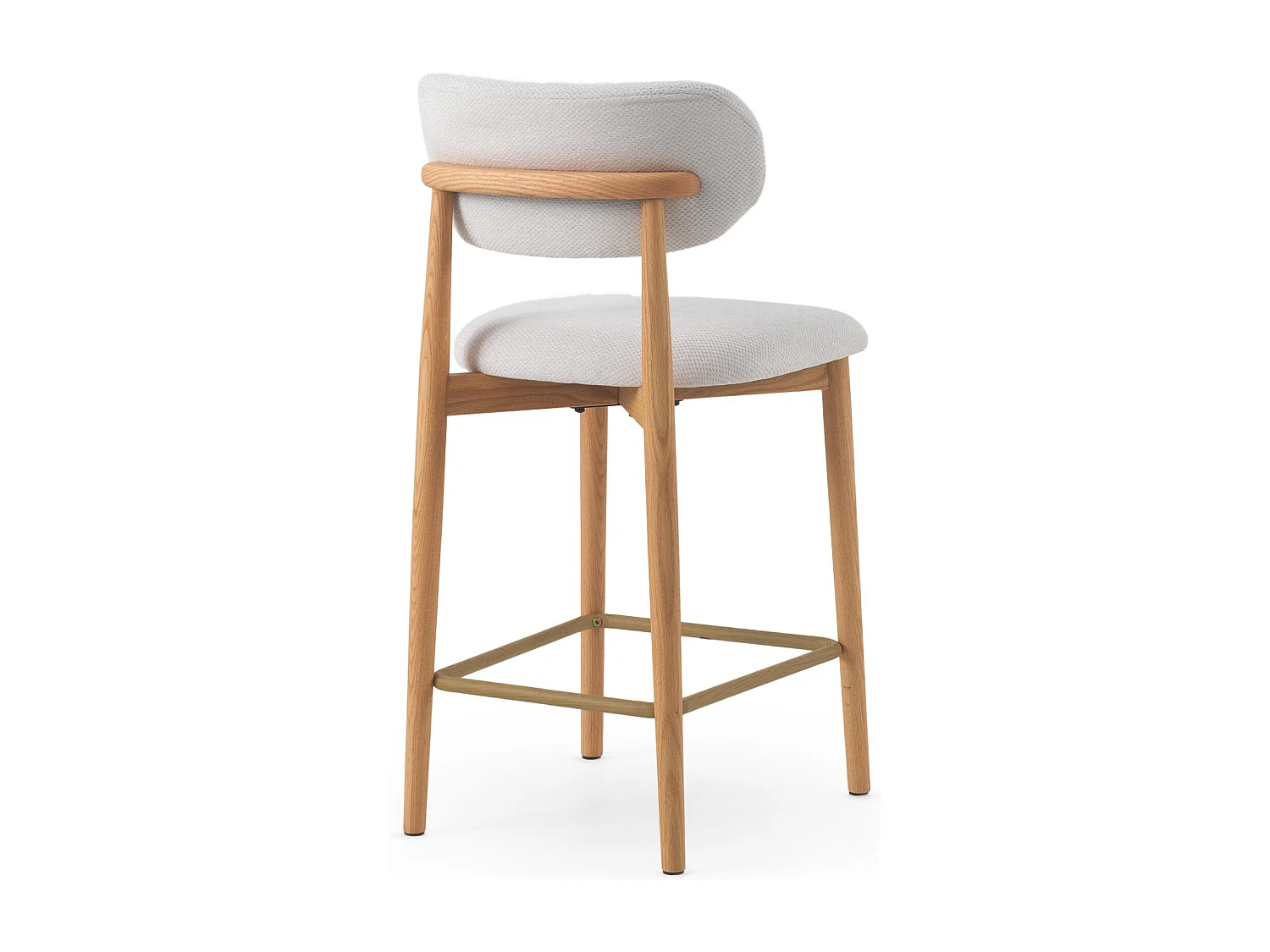 Pack 2 taburetes con respaldo de madera de roble tapizado en blanco