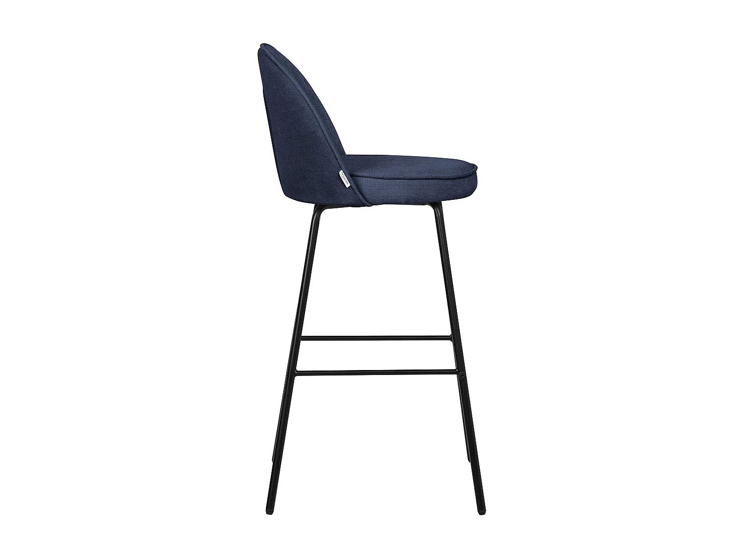 Lot 4 tabourets de bar tissu bleu foncé hauteur 75 cm avec dossier repose-pieds cadre en métal chaises de comptoir sièges hauts cuisine bistrot îlot